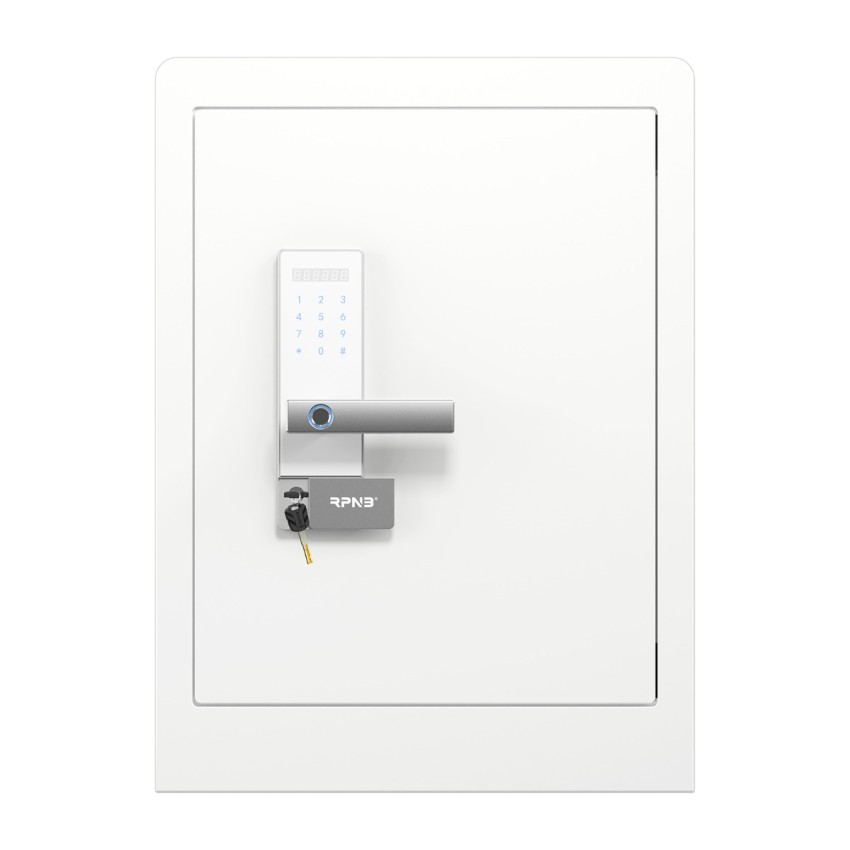 White Fingerprint Home Safe With Touchscreen Keypad, Deluxe Nightstand Safe, 2.8 Cubic Feet, RPNB RPHS60W