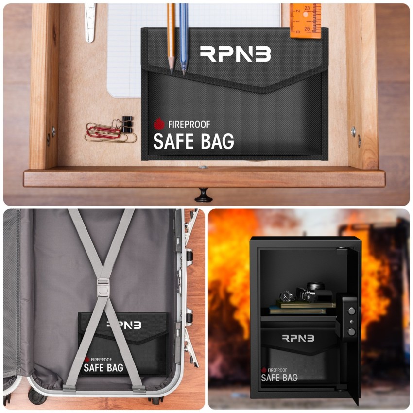 Portable Fireproof Document Bag With Non-Itchy Silicone Coated, 11 ×8 Inches